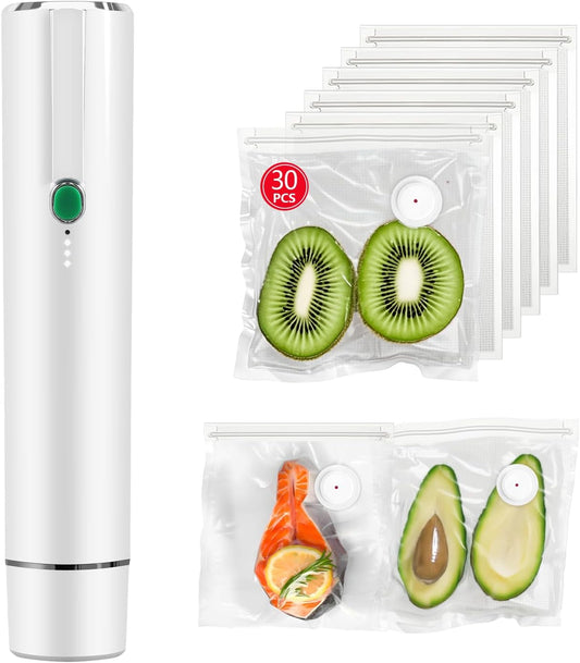 Vacuum Sealer, Vacuum Sealer for Food, Handheld Vacuum Sealer(Vacuum Sealers+ 30 Reusable Vacuum Seal Bags)