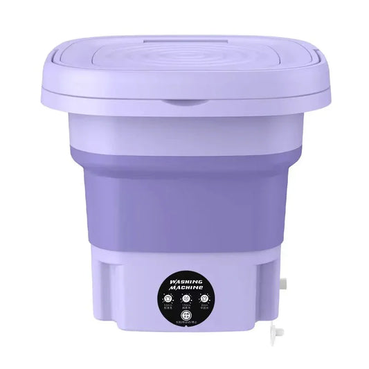 8L Mini Foldable Washing Machine with Spin Dryer Collapsible Portable Washer for Socks Underwear Panties Small Household Laundry